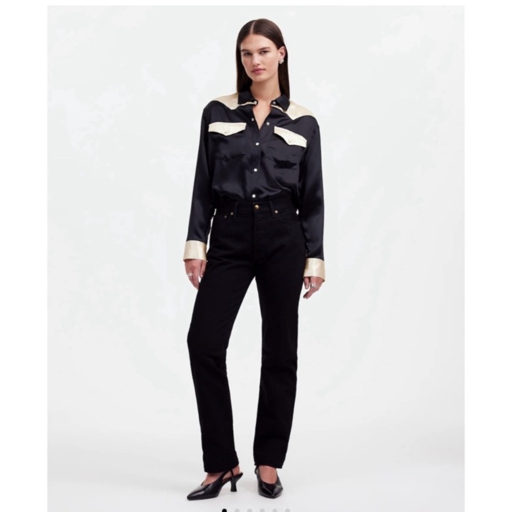 NWT Alexa Chung Madewell High-Rise Straight Jean Outridge Wash Black